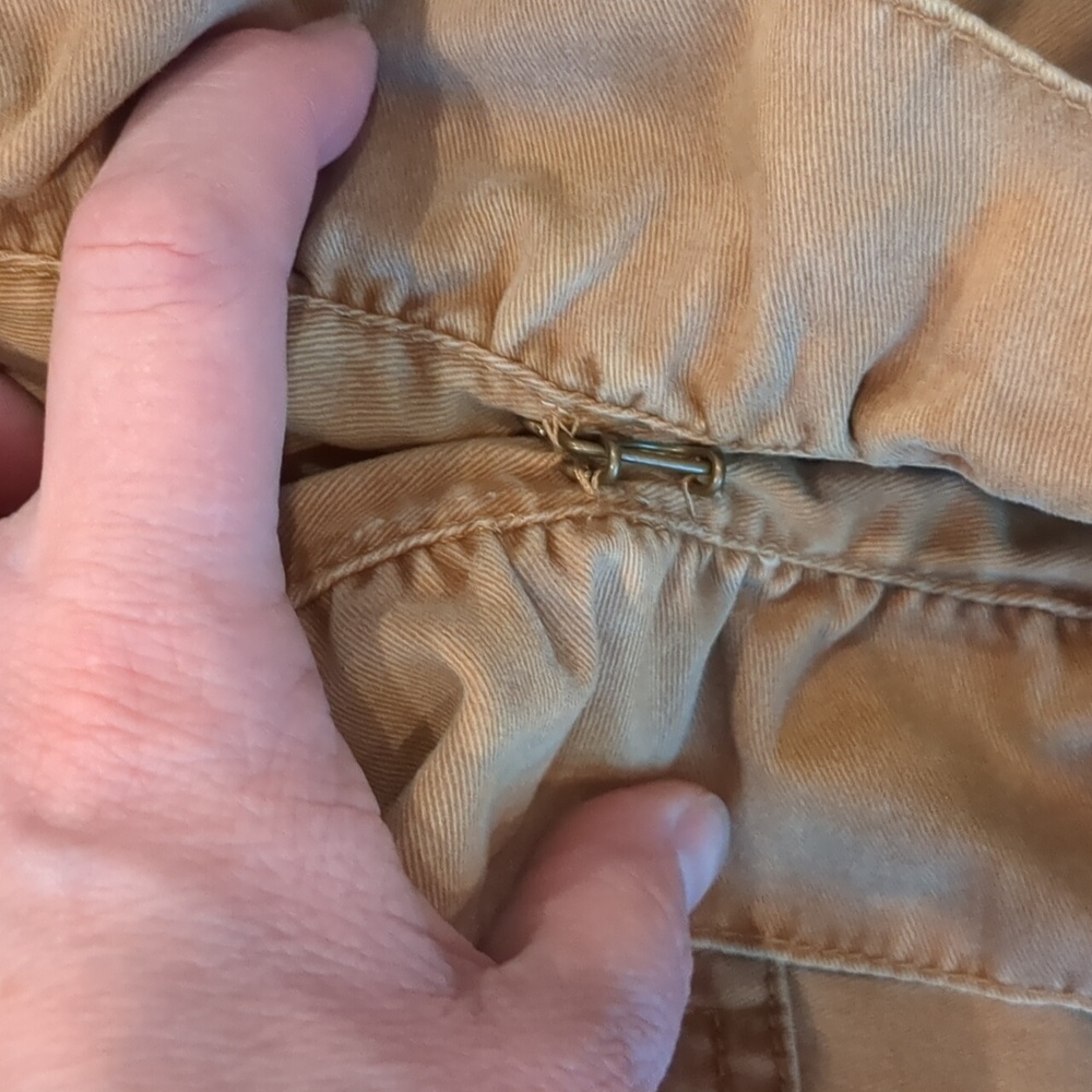 Free People Ruffled Military Jacket Tan Size Large 100% Cotton - Picture 10 of 16